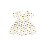 White Cat Lover Bamboo Twirl Dress featuring a fun pattern of colorful cat faces