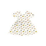 White Cat Lover Bamboo Twirl Dress featuring a fun pattern of colorful cat faces