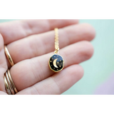 Gold plated Celestial Gemstone Pendant Necklace with moon and star design