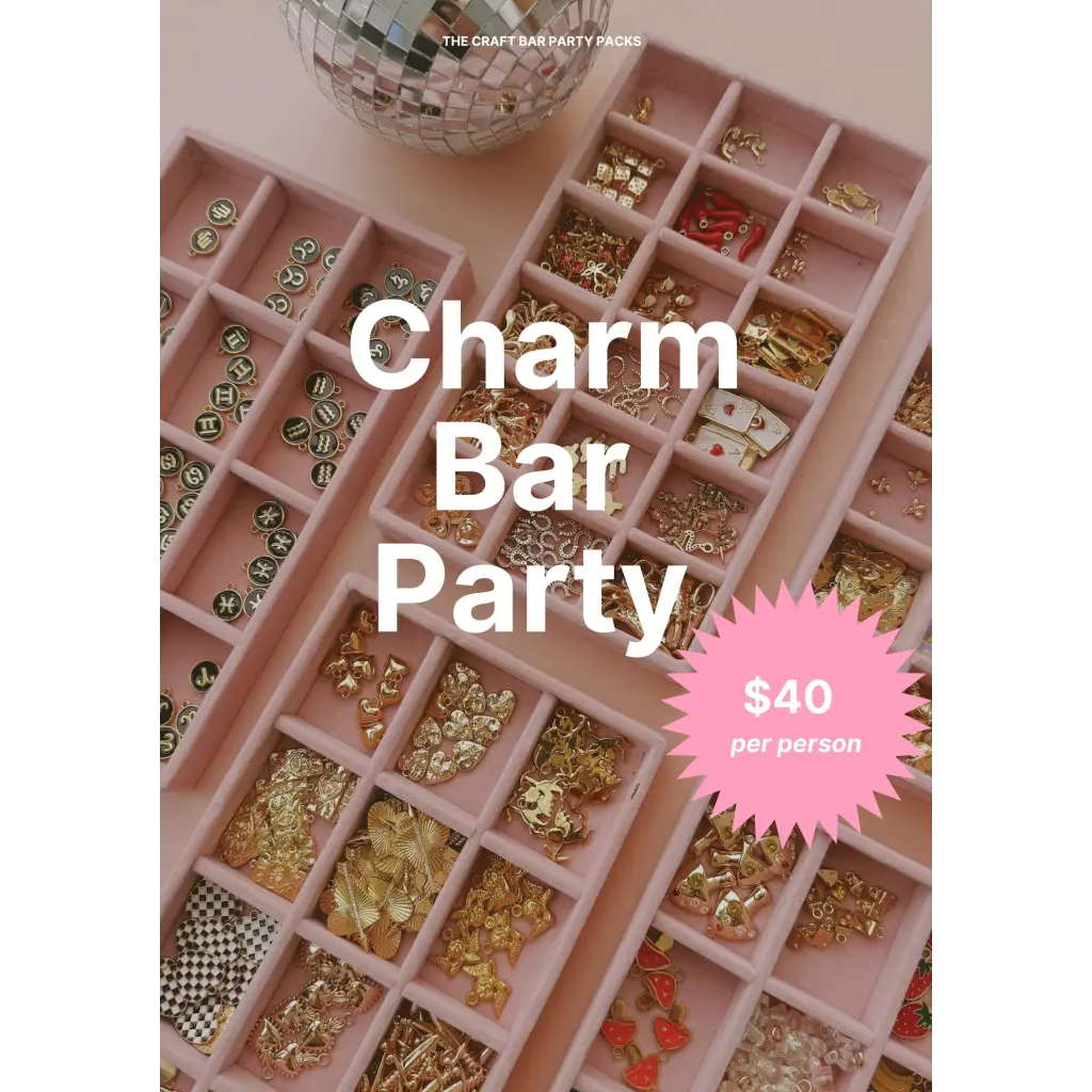 Charm Bar Party Package with diverse jewelry charms for craft bar final balance