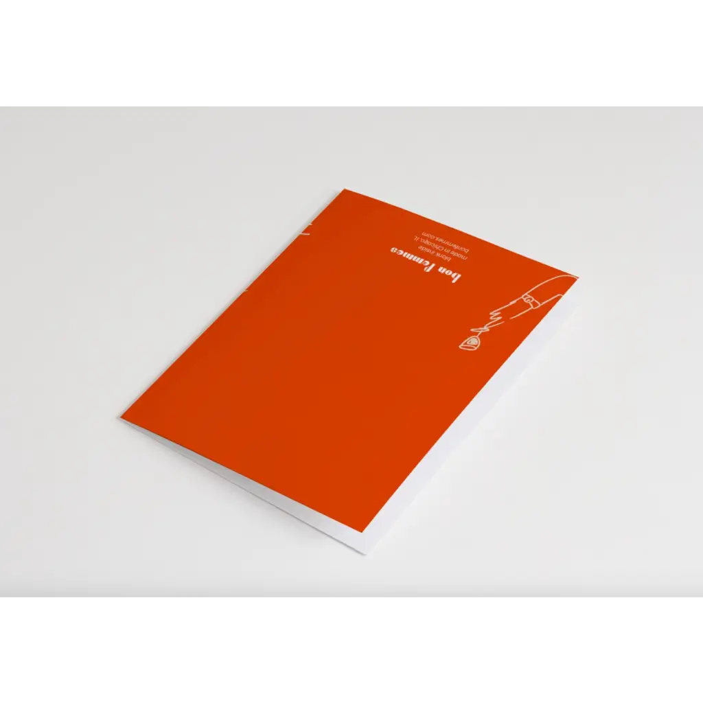 Orange notebook with white drawing, perfect for notes with Cheers Greeting Card blank inside