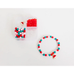 Colorful Christmas Bracelet Kit featuring a red and turquoise beaded bracelet for stocking stuffer