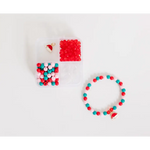 Beaded bracelet in red, turquoise, and white from the Colorful Christmas Bracelet Kit