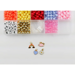 Colorful beads and charms in a Plastic bead organizer for the Color my World Bracelet Craft Kit