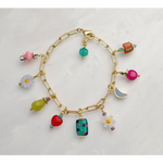 Colorful flower charm bracelet with vibrant whimsical charms