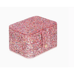 Sparkly Pink Confetti Glitter Jewellery Box with a shiny textured surface for treasures