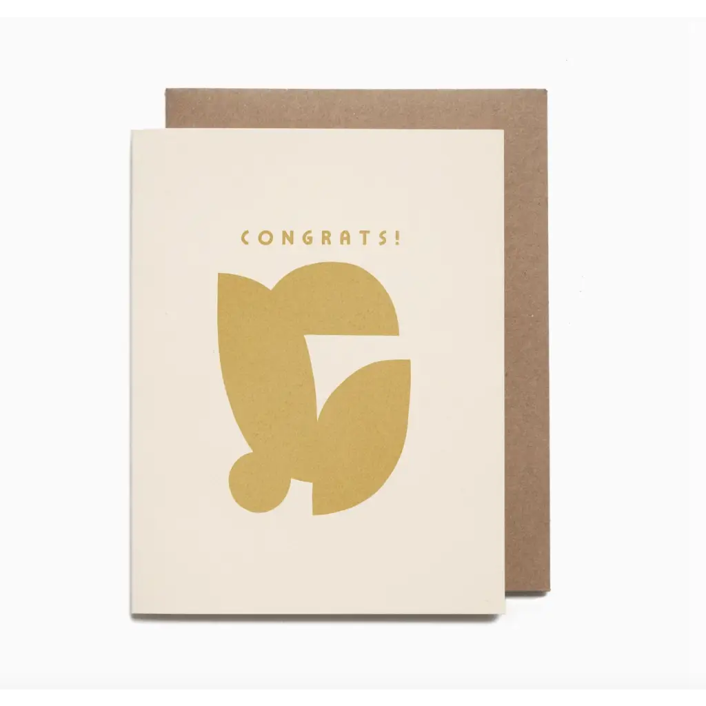 Minimalist cream greeting card with CONGRATS and abstract gold design, perfect multi-purpose congratulations