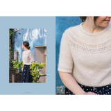 Cozy colors Nordic knits cream sweater with lace neckline
