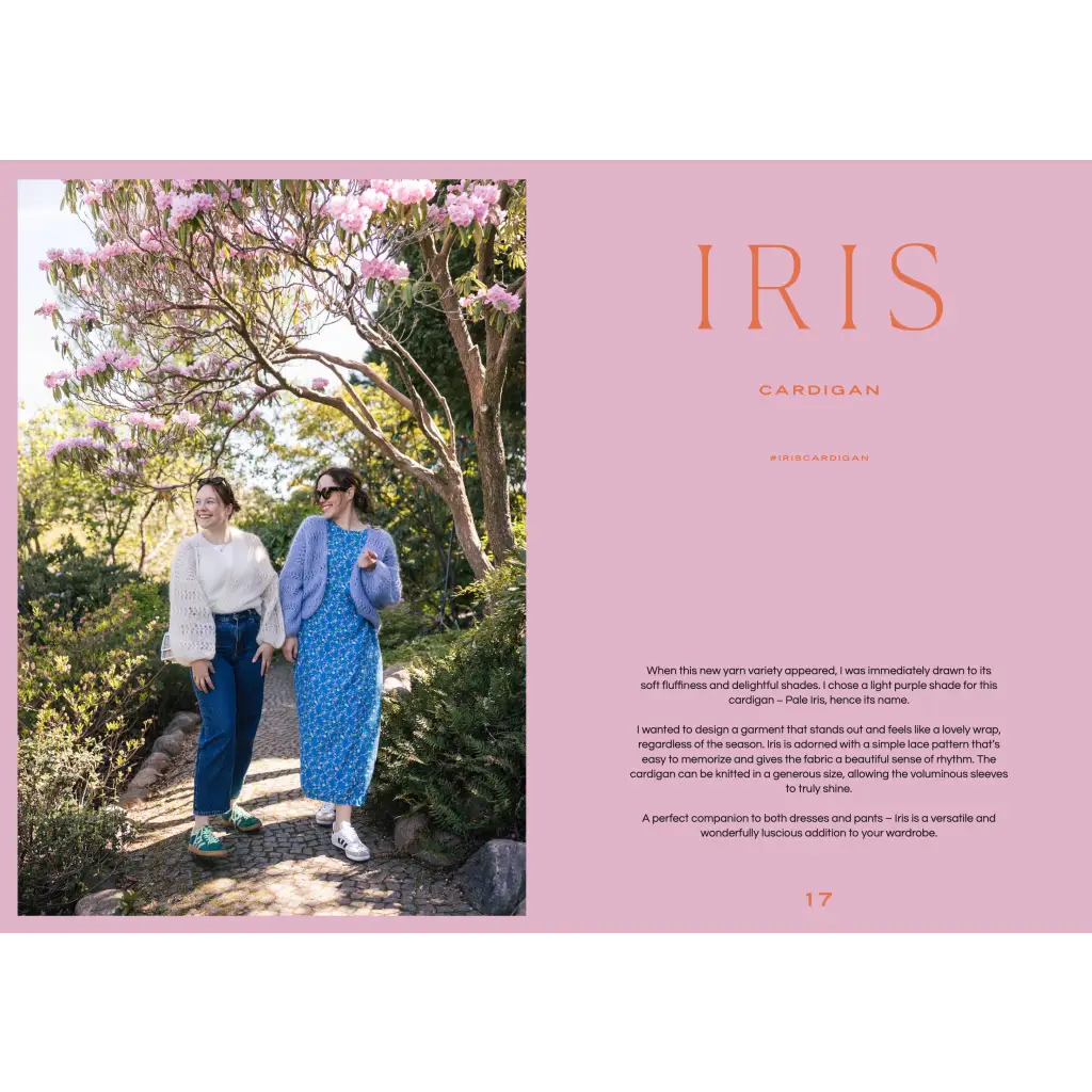 Cozy colors Nordic knits light purple lace cardigan with voluminous sleeves