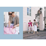 Pink cozy colors tote bag with nordic knits danish style handles