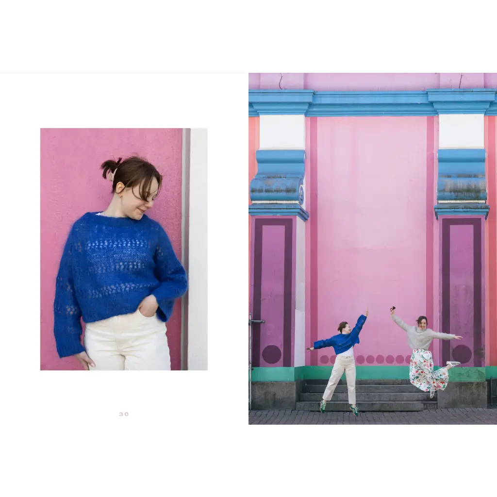 Cozy colors Nordic knits blue sweater in Danish style