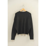 Black cropped crewneck sweater for stylish womens clothes