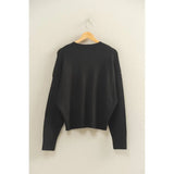 Black cropped crewneck sweater for stylish womens clothes