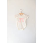 Baby Onesie with pink bow made from organic cotton featuring polished prints, Cutesy Bow