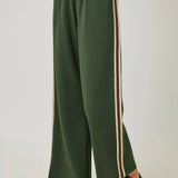 Everyday Tracksuit Pants – Olive Green with Embroidered Stripes