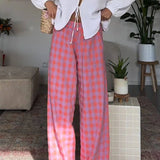 Checkered Wide-Leg Pants