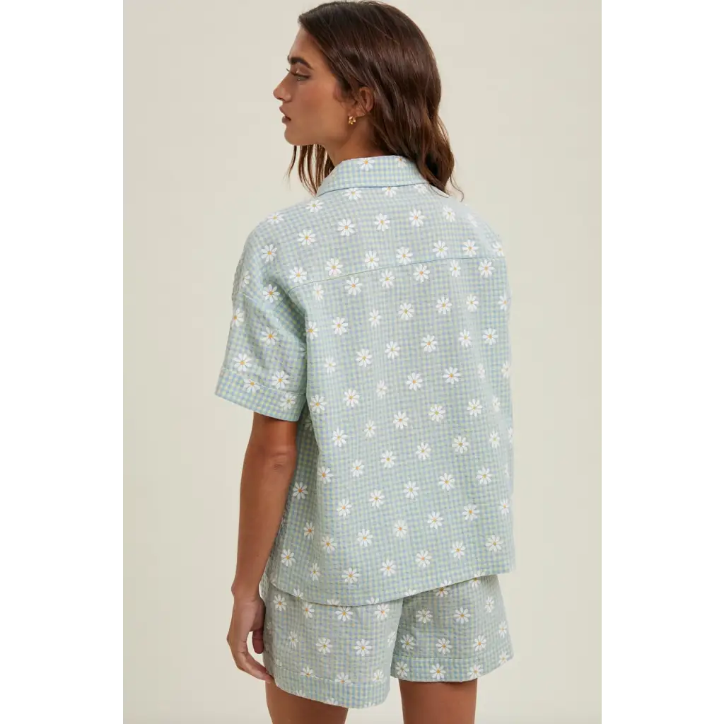 Floral plaid shirt and shorts set from Daisy Days with floral pattern for comfy nights