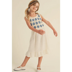 Girl’s crochet-top midi dress from Daisy Dreams with polished prints for tweeners