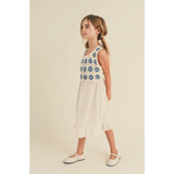 Daisy Dreams Tween Kids Crochet Woven Midi Dress with white crocheted top perfect for summer