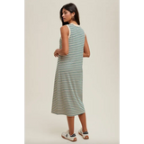 Dallas Striped Midi Ribbed Knit Dress perfect for stylish womens clothes and moms