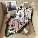 Vintage Carriage Print Square Bandana Scarf