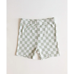 Gray and white checkered shorts with elastic waistband from Sage Checkerboard Short Set