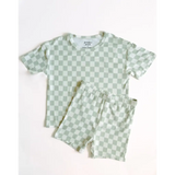 Desert Sage Checkerboard Short Set - 350 Kids Dresses / Sets