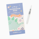 Kids watercolor book with dinosaur designs and water brush, perfect for creative fun
