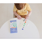 Child’s watercolor book with dinosaur theme, paint strip, and water brush for kids