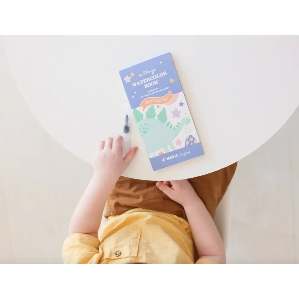 Child’s Dinosaur Watercolor Book with Water Brush, perfect for creative polished prints