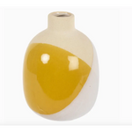 Yellow and white dipped glaze bud vase, perfect for polished prints or small flowers