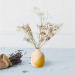 Two-toned Dipped Glaze Bud Vase with dried flowers, perfect for polished prints decor