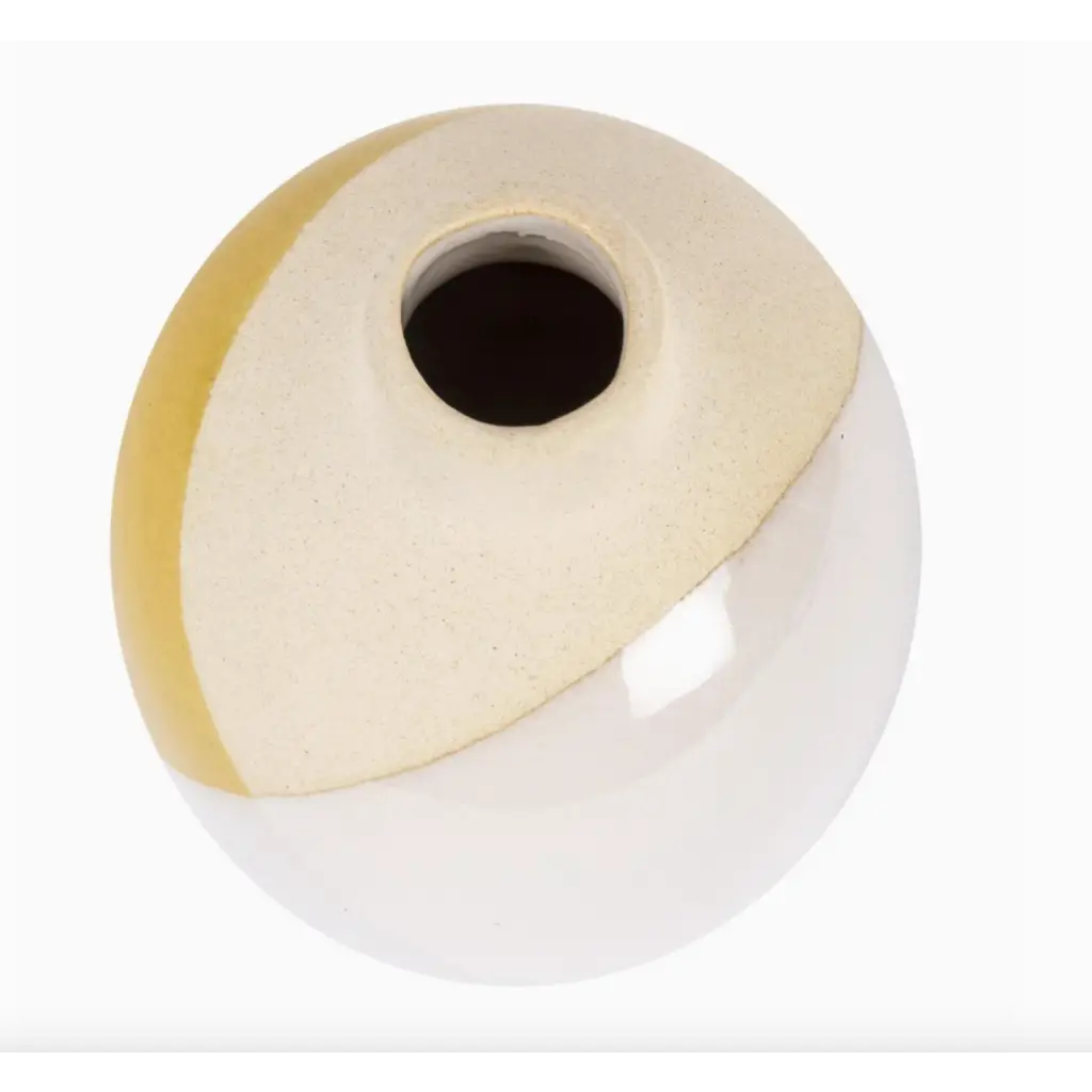 Round, two-toned dipped glaze bud vase perfect for showcasing polished prints