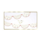 Ditsy posy paper garland with ditsy floral clusters and red ribbon ties