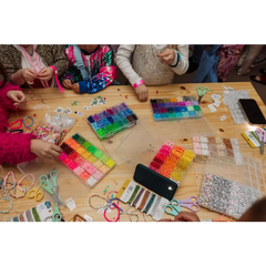 Colorful rubber bands and crafting supplies for DIY Friendship Bracelet Set Includes Beads