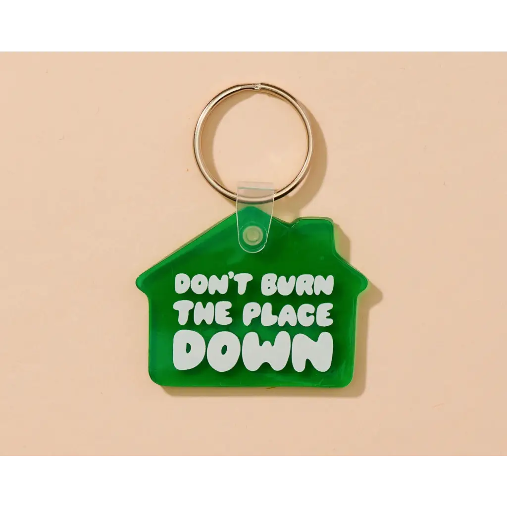 Fun Green House Shaped Keychain for spare keys and curling iron reminders