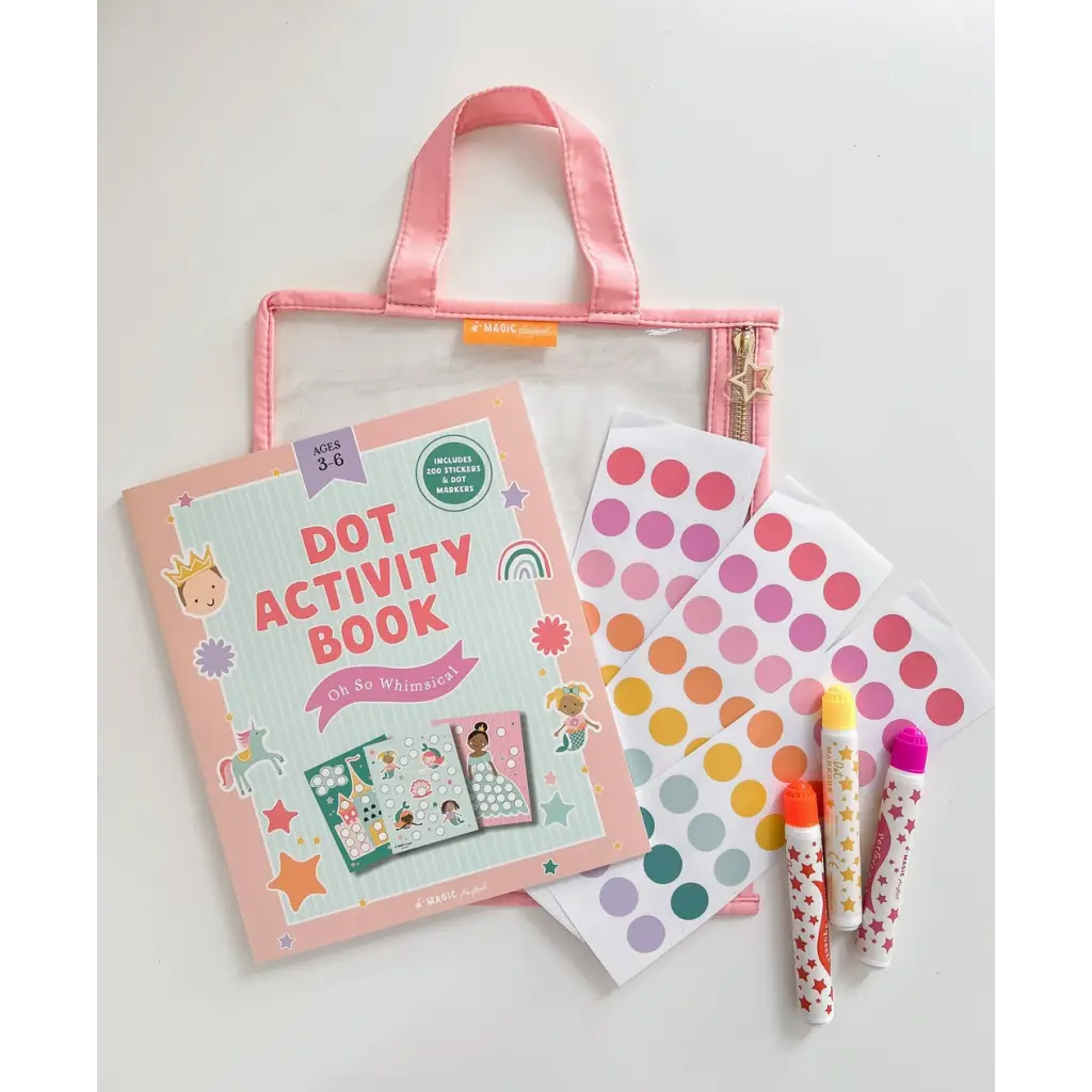 Kids enjoying the Dot Marker Activity Kit with colorful dot stickers and markers