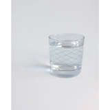 Clear glass tumbler with diamond pattern, perfect for a heavy-based 10oz gingham cocktail glass