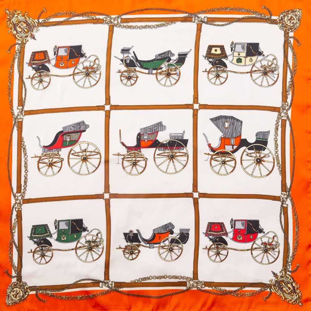 Vintage Carriage Print Square Bandana Scarf