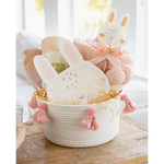 Easter basket with bunny decorations perfect for stylish paper plates this holiday season