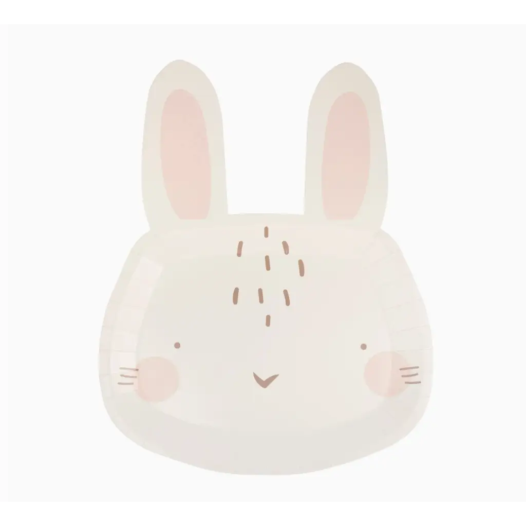 Watercolor bunny face on a cute Easter Bunny paper plate for festive gatherings