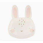 Watercolor bunny face on a cute Easter Bunny paper plate for festive gatherings