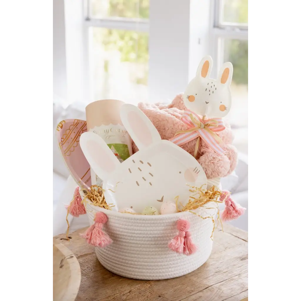 Easter basket with a felt bunny wand and cute bunny decor for a festive touch