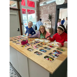 Craft table with bins at Edwardsville Craft Bar for your spring craft fun