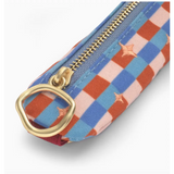 Checkered zippered pen pouch with star accents, perfect for stylish womens clothes