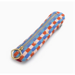 Checkered pen pouch with gold zipper, stylish womens clothes, and polished prints stealth