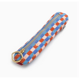 Checkered pen pouch with gold zipper, stylish womens clothes, and polished prints stealth