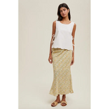 Woman in Eliza Tie-Side Tank with polished prints, perfect stylish womens clothes for moms