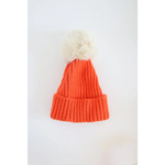 Orange knit Eloise Pom Pom Beanie for Kids & Baby, cute addition to stylish womens clothes