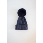 Dark gray Eloise Pom Pom Beanie for Kids & Baby, perfect for stylish moms and polished prints